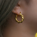 Fashion Women Jewelry Hypoallergenic Stainless Steel Hoop Earring Twist Chunky Hoops Gold Plated Earrings