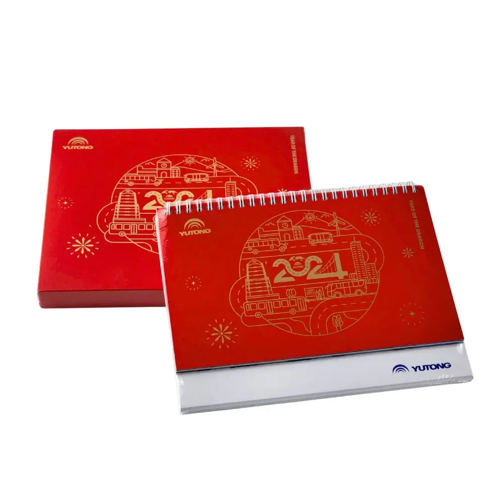 Chines New Year Paper Calendar Gift Box Set With Stamping Logo Printing Custom Your Own Brand Logo