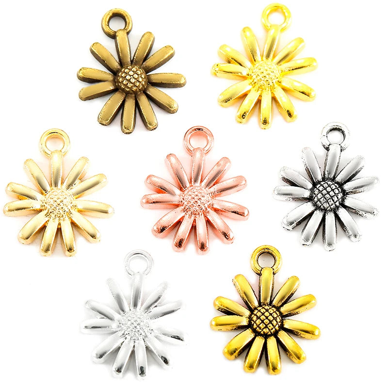 100pcs/bag 7 Colors Petal Flower Charms for Necklaces Bracelet Pendants DIY Jewelry Making Fashion Earrings Accessories 15*12mm