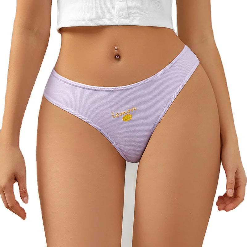 U464 Custom Colorful Cotton Low Waist Mulheres Fotos Brazilian Women Threaded Thongs Panties Women