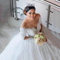 French Wedding Bride 2024 New Line Shoulder Party Welcome Dress Escaped Princess Out Yarn Big Tail Autumn and Winter