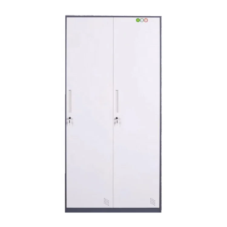 2 Door Iron Clothes Wardrobe Steel 2 Door Iron Factory Price Scholl Lockers Workshop Storage Cabinet Office Metal Wardrobe