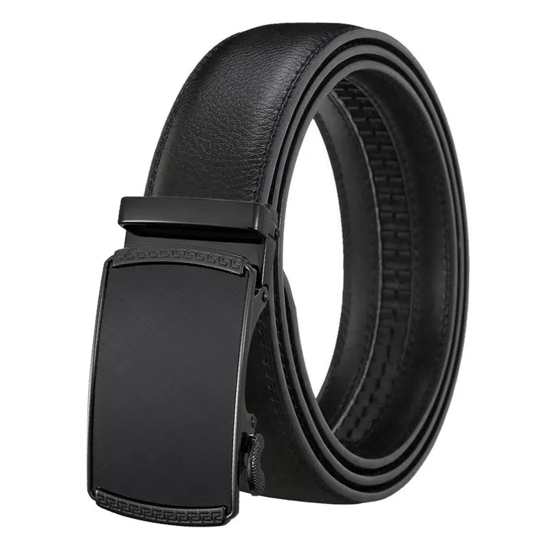 LQbelt Factory Men's Genuine Leather Belt Cowhide Automatic Buckle Belts for Male Ratchet Wholesale Stock