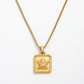 Fenny Wholesale PVD Plated No Fade Trendy Roman Mythology Square Angel Pendant Stainless Steel Necklace for Women