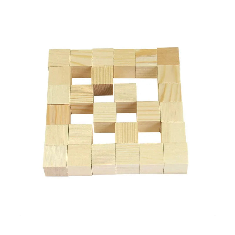 Unfinished Pine Wood Blocks Small Round Wooden Cube Crafts DIY Kids' Toy Polished Technique Nautical Style Home Decoration Model