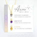 12 Horoscope Gift Healing Crystal Set Necklace 18K Gold Stainless Steel Dainty Birthstone Aries Zodiac Necklace