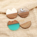 Resin Wooden Earring Pendants Gap Flat Round Vintage Resin Walnut Wood Statement Earring Findings for Necklace Earring Making