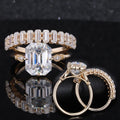 Starsgem Emerald Cut DEF Vvs Moissanite Wedding Ring Set Women 14k Gold Ring