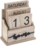 Vintage Wooden Perpetual Calendar Board for Home or Office Desk Week and Month Date Display Accessory
