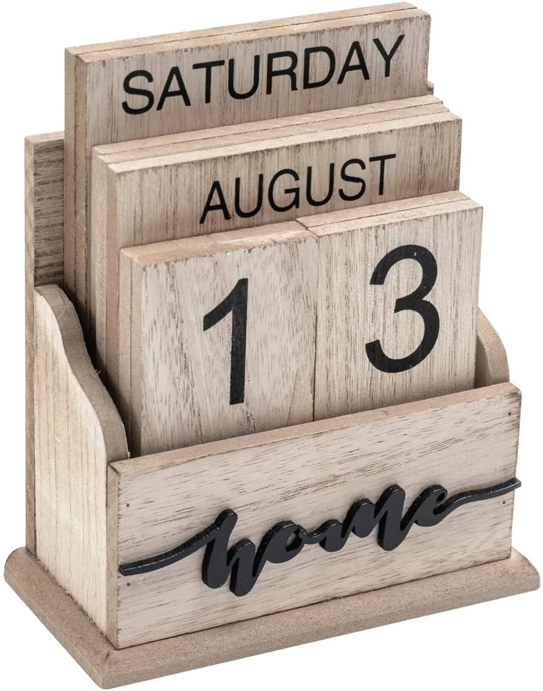 Vintage Wooden Perpetual Calendar Board for Home or Office Desk Week and Month Date Display Accessory