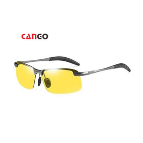 Cango Night Vision Running Glasses Cycling Driving Uv400 Retro Sport Men Polarized Yellow Sunglasses