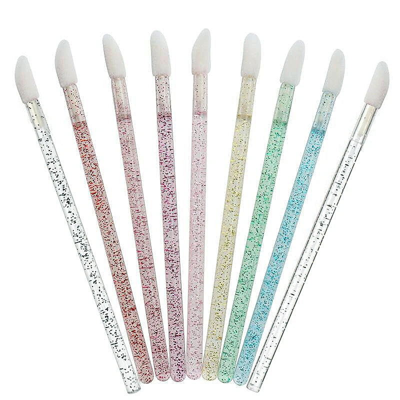 Wholesale Quality 50pcs Cosmetics Beauty Micro Cotton Lip Balm Brush Applicator Sparkle Glitter Swab