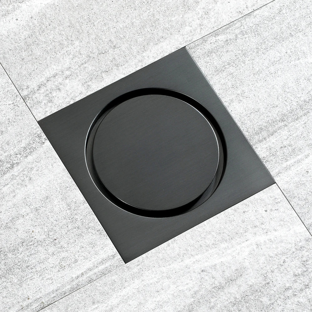Gun Grey Bathroom Shower Drainer Deodorize Filter Floor Drain 4 Inch