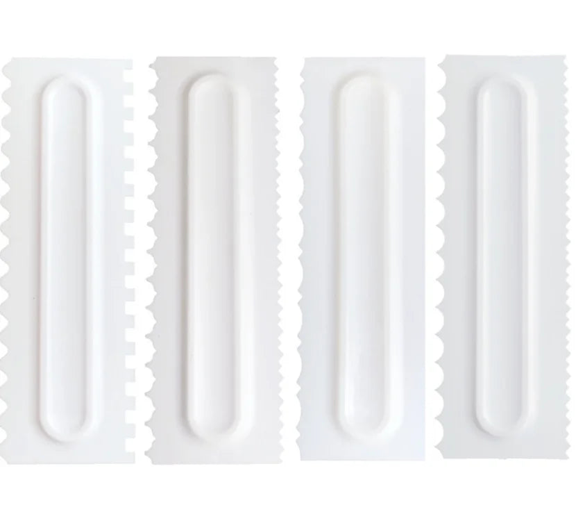 Popular Baking Pastry Tools 4 PCS/SET Cake Decorating Comb and Icing Smoother Plastic Cake Scraper Set for Kitchen MegaBDM
