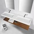 Ready Made Wall Mounted Double Sink Modern Luxury Vanity Cabinet with Light Solid Wood Carcase for Hotel Use 5 Year Warranty