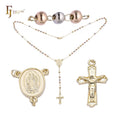 FJ Fallon Fashion Jewelry Italian Virgin of Guadalupe Catholic Rosary Necklace Plated in 14K Gold Two Tone