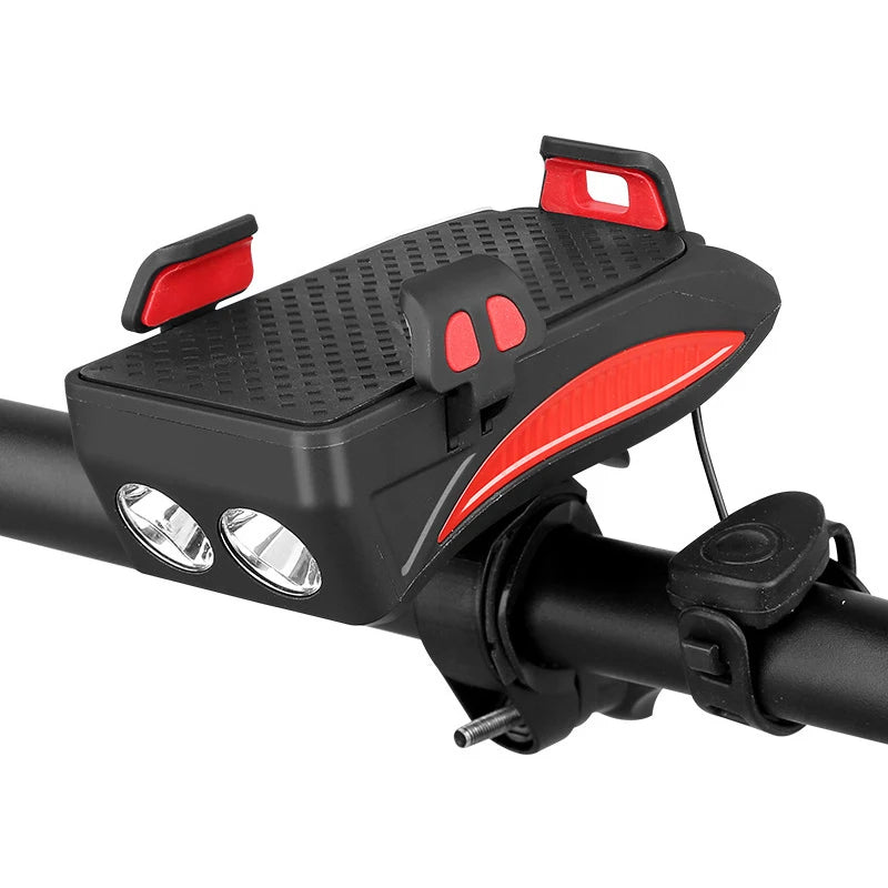 4 in 1 Bike Light Flashlight Bike Horn Phone Holder Power Bank Bicycle Front Light