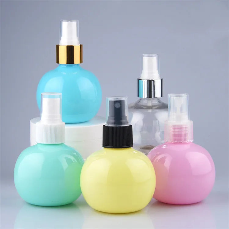 Biodegradable 120ml pink clear Blue Green Plastic Bottle with Mist Spray Trigger in Ball Shape for Cleaning Solution Bottles