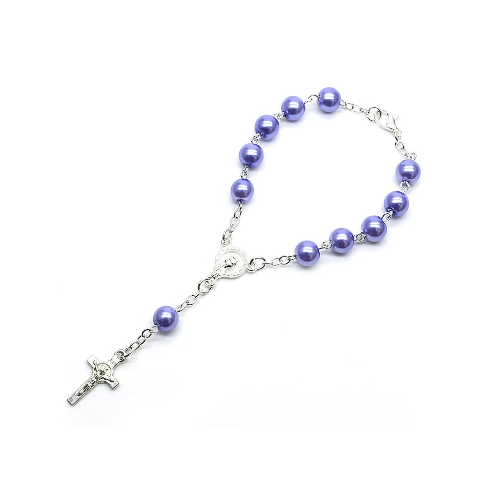 Wholesale 8mm Glass Pearl Beads Hot Sale High Quality Custom Catholicism Rosary Necklace