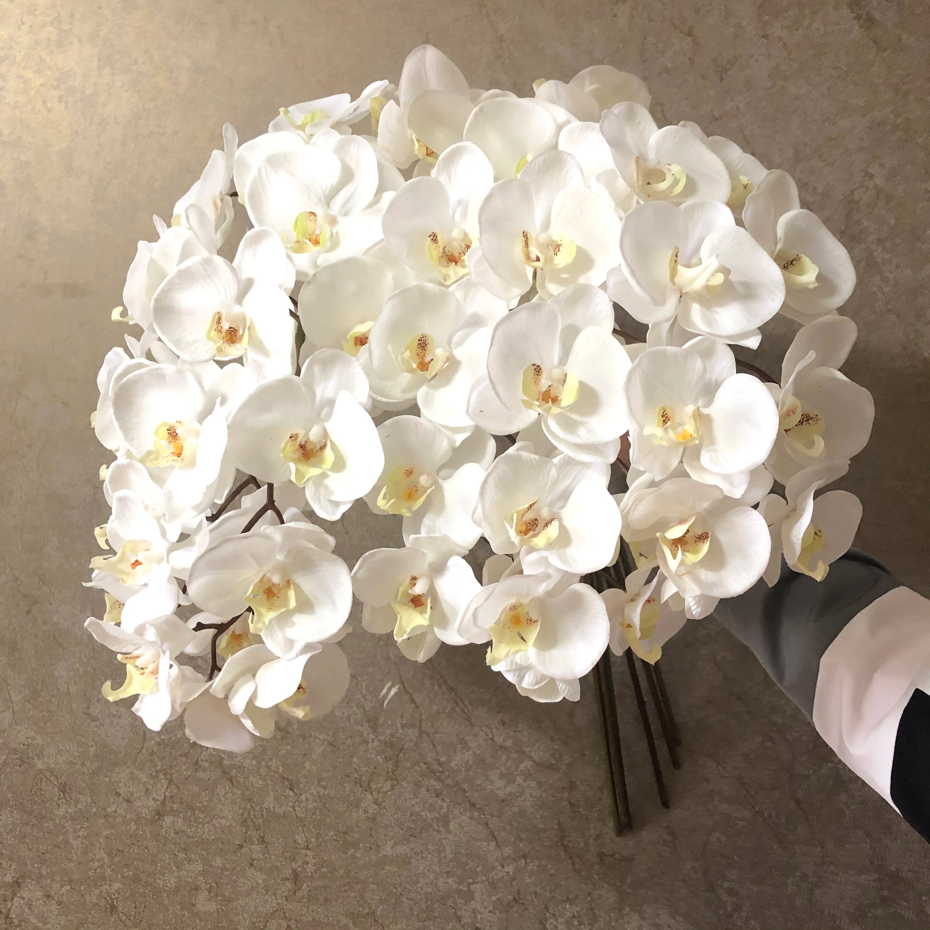 K-0079 Wedding Home Decor Artificial Flowers Deco White 3D Printing Real Touch Latex 9 Heads Orchid