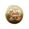 Happy Birthday Commemorative Coin Badges Metal Metallic Color 3D Relief Children Party Gift Happy Birthday Coin