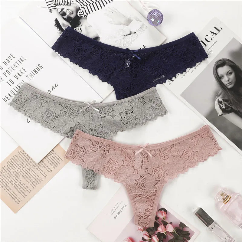 Ladymate ODM/OEM Ropa Interior Sexy De Encaje Transparent Women Sexy Lingerie Lace Panty Breathable Thongs Intimates Underwear