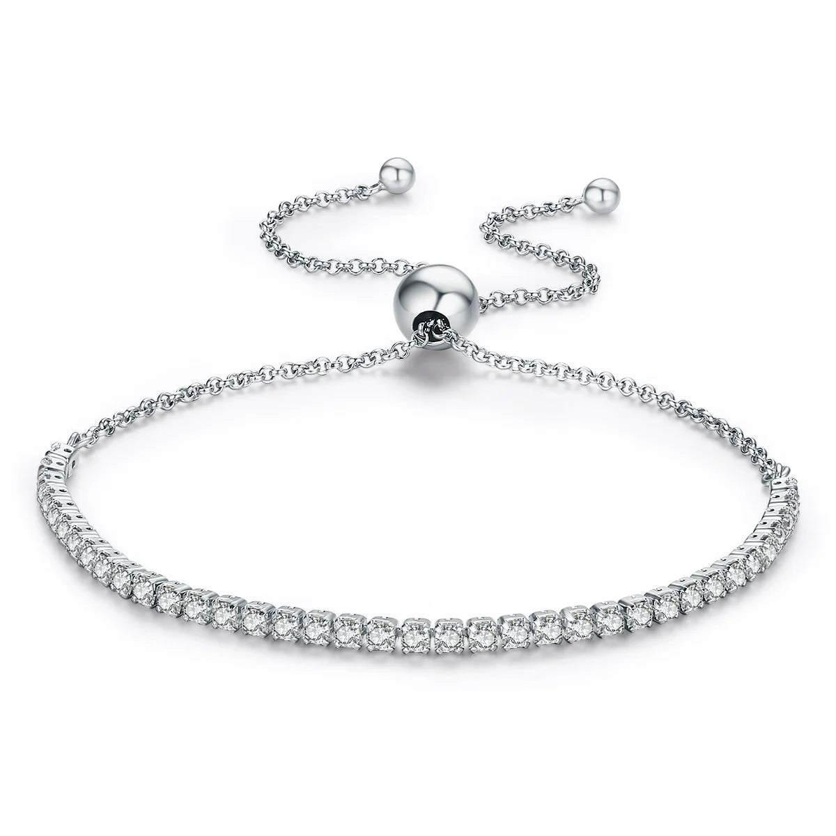 3 Colors Clear Zircon 925 Sterling Silver Sparkling Strand Bracelet Women Link Tennis Bracelet Silver Jewelry SCB029