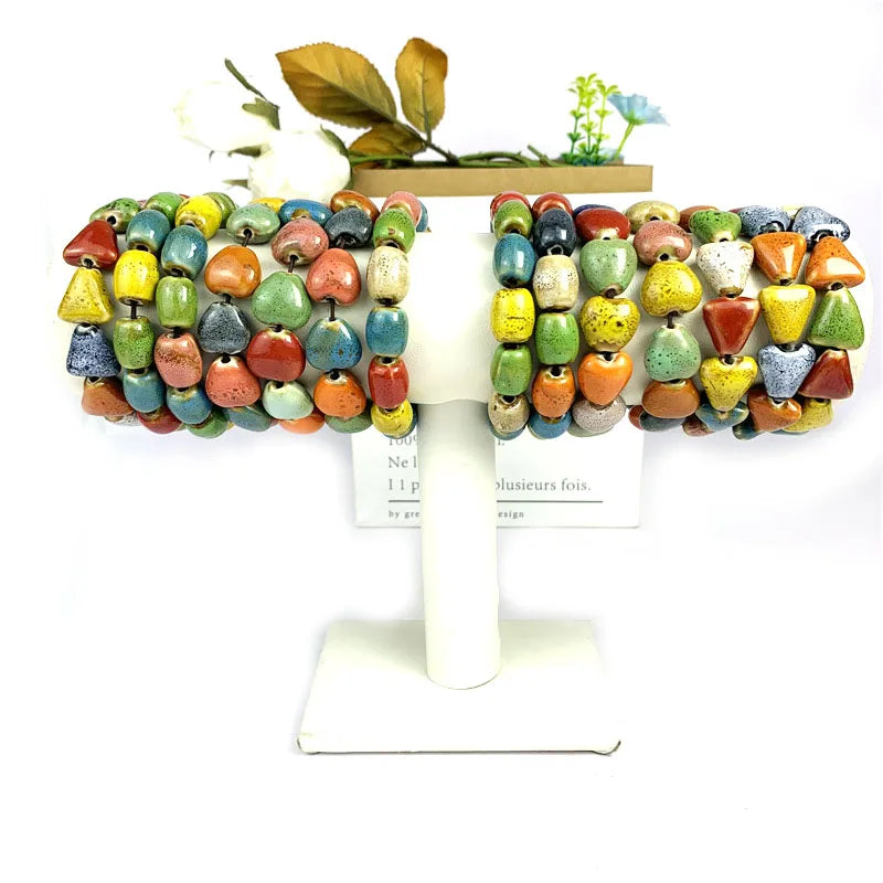 Multiplehot Shapes Jewelry Sale Gemstone Crystal Handmade Bulk Ceramic Bracelet for Gifts