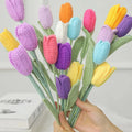 Handmade Crochet Flower Knitted Rose Tulips Daisy Fake Flowers Party Wedding Decoration Gifts for Mother's Days Valentine's Day