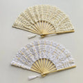 Party Supplies Wholesale Multi Colors Lace Fan 27cm H Bamboo Folding Hand Fan for Wedding Party With Engrave Logo