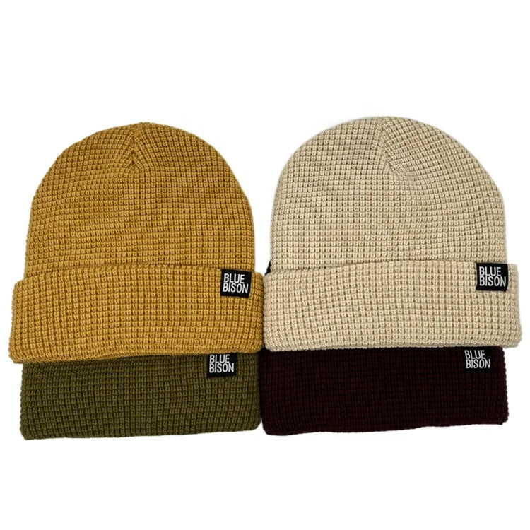 Custom Waffle Knitted Beanies Men Women Kids Winter Warmth Fruit Plaid Printed Character Camouflage Bows Dot Beach Business