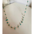 Stainless Steel Green Aventurine Natural Stone Necklace 18K Gold Plated Irregular Beaded Necklaces Women Vintage Boho Jewelry