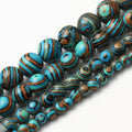 Wholesale round Blue Striped Malachite Loose Stone Beads 4/6/8/10MM Synthetic for Jewelry DIY Making MegaBDM