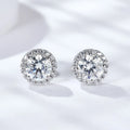 Starsgem Halo Earring 0.5ct 1Ct D Vvs Round Brilliant Cut Moissanite Gemstone Sterling Silver Diamond Studs Earrings