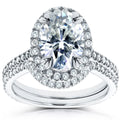 Luxury Minimalist Silver Rhodium Plated Micro Pave Cubic Zirconia Simple Double Layer Engagement Wedding Rings Bridal Sets for