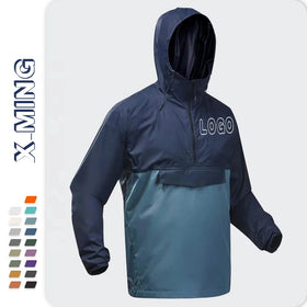 Hooded Rain Jacket Waterproof Men Running Cycling Outdoor Jacket Windbreaker Windproof Bike Raincoat Custom Half Zipper Jacket