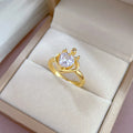 Fashion French Romance Stainless Steel Zircon Ring Crown Heart Simple Wedding Ring Mothers Day Gifts Accessories