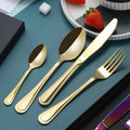 Luxurious Double Line Series Plated Stainless Steel Cutlery Westernt Style Knife Fork Spoon Flatware Set for Hotel Restaurant