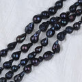 Zhuji Pearls 12-18mm Loose Natural Freshwater Pearl Strands Baroque Shape in Black Color-Wholesale