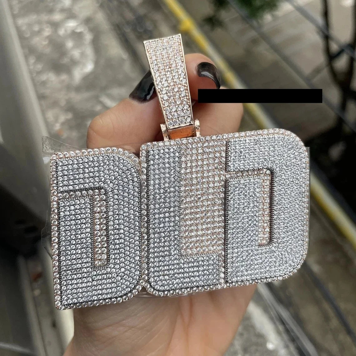 Personalized Two-color Letter Pendant logo Iced Out Hip Hop VVS Moissanite Custom Necklace love Your Gesture Buckle