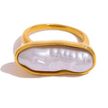 Vintage White Irregular Pearl Rings 18K Gold PVD Plated 316L Stainless Steel Fashion Statement Jewelry  for Women
