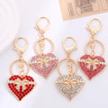 Sparkling Heart Keychain Glitter Bow Keyring Rhinestone Car Keys Holder Romantic Gift for Her Cute Bag Charm