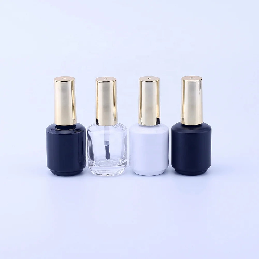 Free Sample Low Moq Wholesale 15ml 15cc Color Coated Gel Empty Round Nail Polish Glass Bottle for Gel in Stock