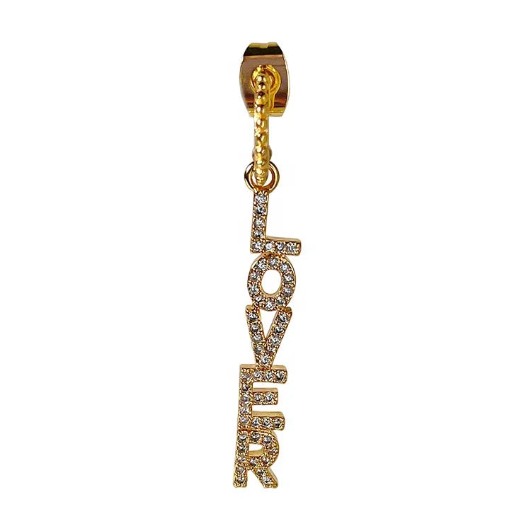 18K Gold Plated Brass Jewelry Highquality Design Zircon Letters Single Stud  INS Accessories Earrings E211347