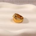 Women's Trendy 18K Gold Plated Stainless Steel Geometric Hug Rings New Design Non-Tarnish Jewelry Wedding Engagement Party