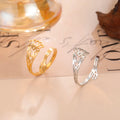 Fashion Stainless Steel Lotus Flower Open Ring Real 18k Gold Plated Lotus Flower Adjustable Ring Jewelry Gifts for Women Girls