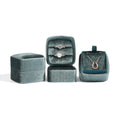Custom Logo Square Velvet Jewelry Box Double Ring Pendants Empty High End Eco-friendly Jewelry Velvet Box for Rings Necklaces