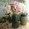 E-L051 Hot Sale Silk Artificial Hydrangea Flower Plastic Stem  Autumn Hydrangea Flowers for Wedding