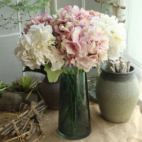 E-L051 Hot Sale Silk Artificial Hydrangea Flower Plastic Stem Autumn Hydrangea Flowers for Wedding