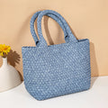 New Arrival Wholesale Pu Leather Fashion Weave Woven Tote Bag Office Hand Bags for Women Ladies Handmade Knitting Handbags